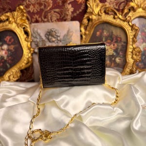 Pochette vintage en cuir de crocodile véritable - Vero Coccodrillo Diamante image 3