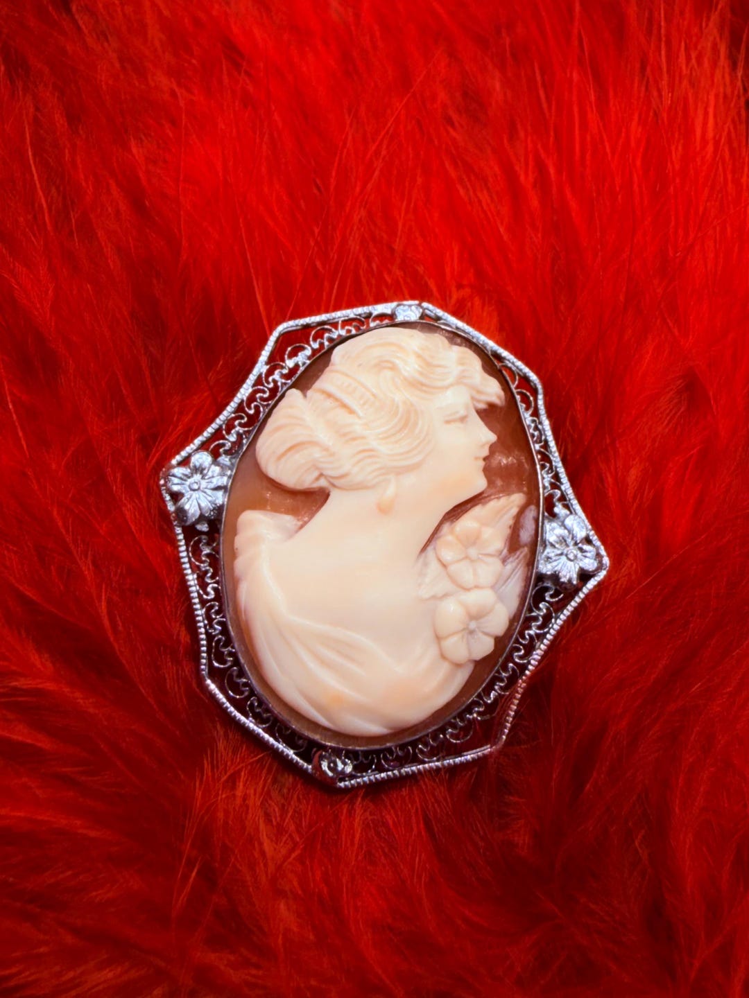 Antique Art Deco Shell Cameo Brooch Pendant | Signed by the Carver ...