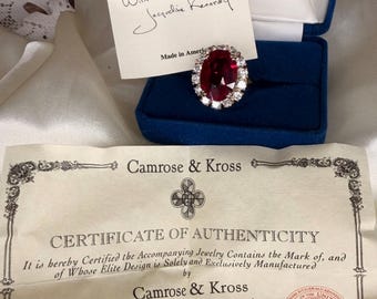 Bague rubis Jackie Kennedy, camrose et vermeil Kross, taille 8