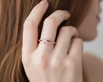 9k Yellow Gold Diamond Engagement Ring, Infinity Band