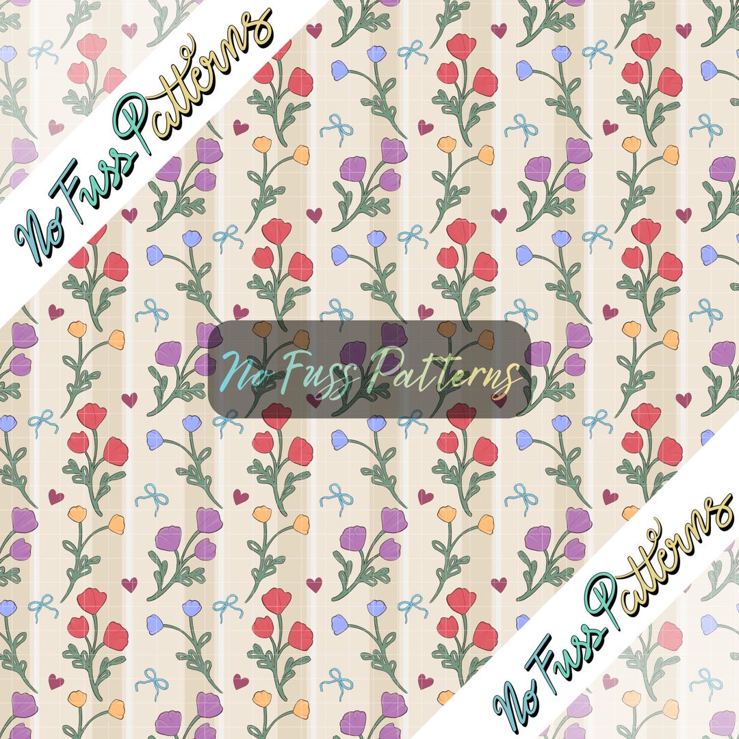 Cottagecore Beige With Colorful Flowers Tapestry Seamless Pattern 300 ...