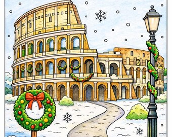 Christmas around the world coloring book-Printable City pages-Holiday travel coloring- instant PDF Download