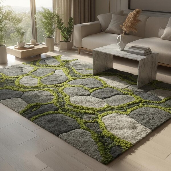 Tapis 3D en mousse et laine de roche - Tapis forestier biophilique