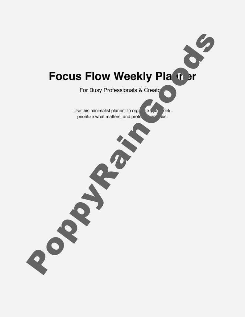 Focus Flow Weekly Planner | Printable PDF | Time Blocking, Habit ...