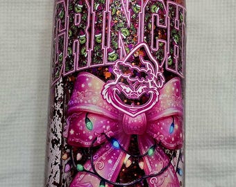 Snowglobe Tumber - 16oz - Pink Grinch
