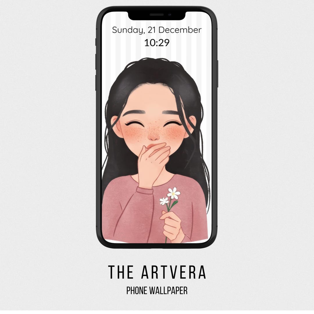 cute-girl-aesthetic-wallpaper-soft-pastel-illustration-with-daisy