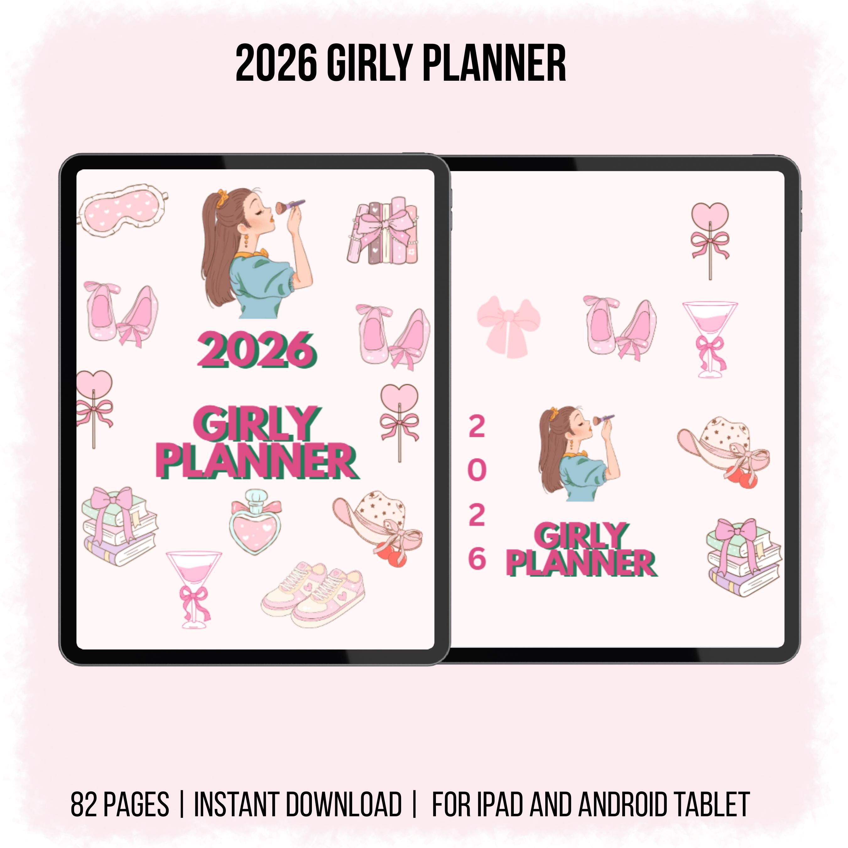 2026 Girly Planner – Editable Pink Daily Planner | Printable Agenda ...