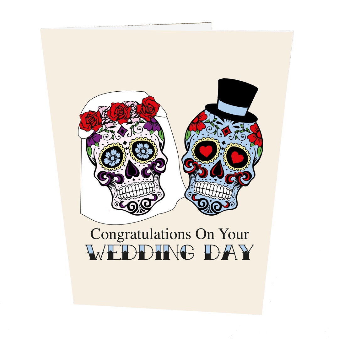 Sugar Skulls Bride and Groom Wedding Card - Etsy