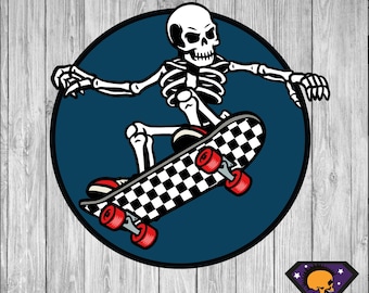 Skateboarding Skeleton Vinyl Sticker