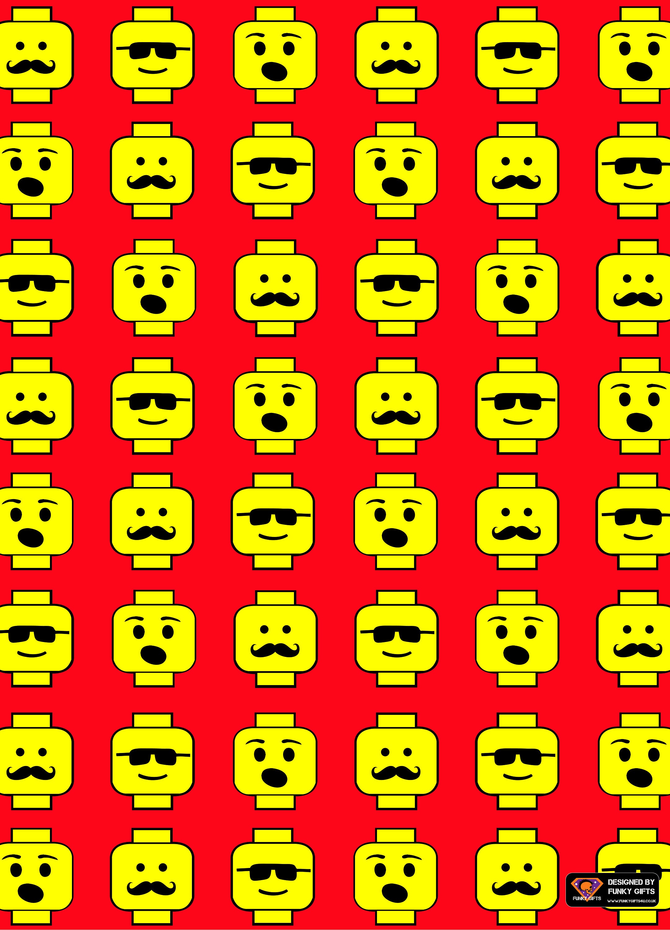 Brick Heads Wrapping Paper With Gift Tag 