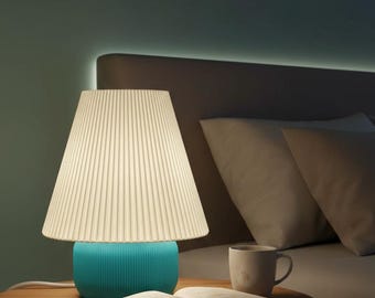 Pleated Cone Table Lamp | Soft Modern Accent Light with Sculpted Base – LEAH Collection