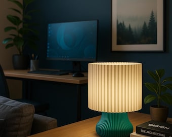 Soft Cylinder Accent Lamp | Sculptural Table Lamp with Fluted Shade – LEAH Collection