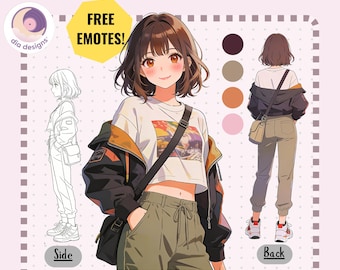Anime OC Character Sheet | VTuber Model Reference | Custom Digital Art Commission