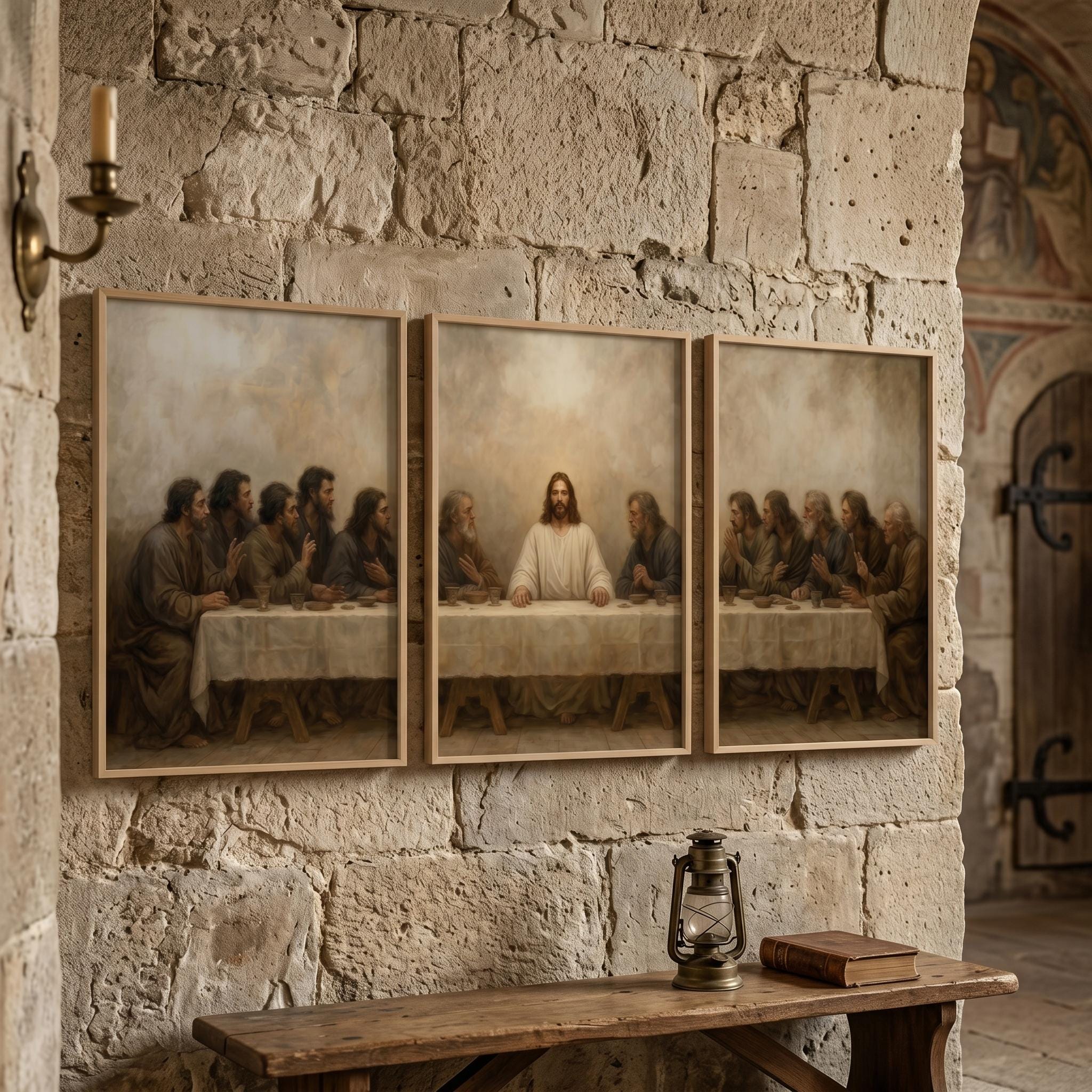 The Last Supper Set of 3 Wall Art Prints Christian Art Vintage Poster ...