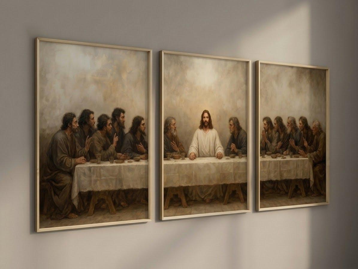 The Last Supper Set of 3 Wall Art Prints Christian Art Vintage Poster ...