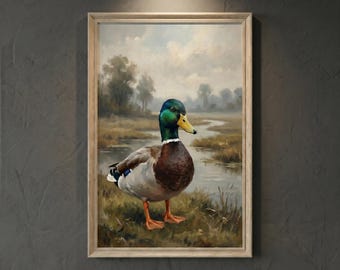 Vintage Mallard Duck Wall Art Rustic Landscape Poster Home Decor Living Room Decor Unframed Art Print Gift For Him