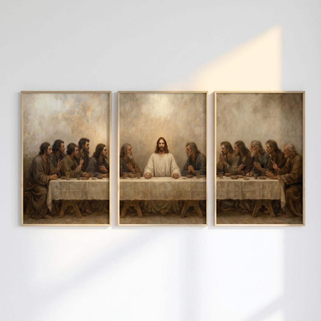 The Last Supper Set of 3 Wall Art Prints Christian Art Vintage Poster ...
