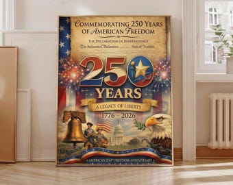 America 250 Matte Poster, 1776 to 2026 Patriotic Print, Vertical Independence Day Decor, Office Gallery Wall Gift For Him Unframed