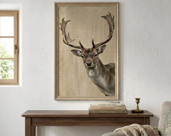 Majestic Stag Wall Art Print Vintage Deer Poster Woodland Animal Home Decor Living Room Unframed Art Print Gift For Him