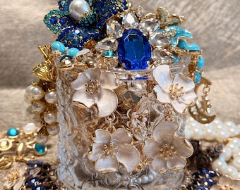 Gold Jewelry Jar Mystery Box, Vintage Inspired Pearl and Gemstone Treasure Gift, A Sparkling Surprise for Someone Special