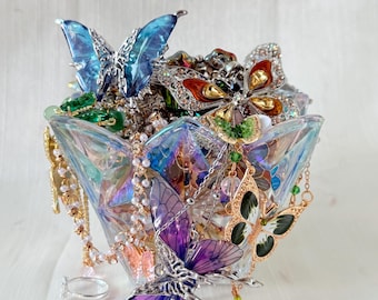 Schmetterling Schmuck Mystery Jar, kuratiertes Schmuckglas, Mixed Style Schmetterling Zubehör, Ringe Halskette Ohrringe Geschenk für sie