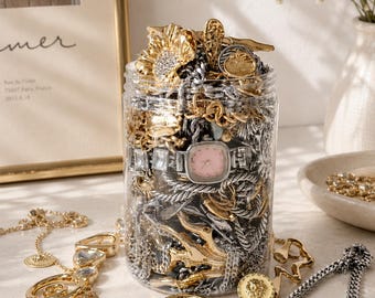 Frasco sorpresa de joyas de oro y plata / Regalo sorpresa de joyería para el día a día