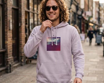 Uniseks hoodie, mix van gerecyclede polyester en polyester, regular fit, fotokunstprint - Serenity ("Indigo Sky")