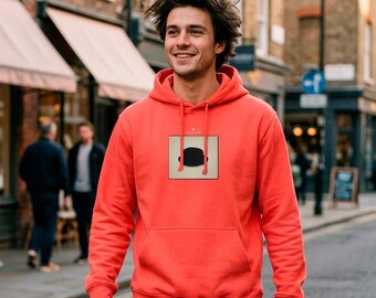 Uniseks hoodie, mix van gerecyclede polyester en polyester, regular fit, fotokunstprint - Freedom ("hoedje op")