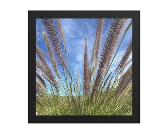 Framed Meadow Grass Wall Art | Vertical Botanical Photography Print | Minimalist Nature Decor