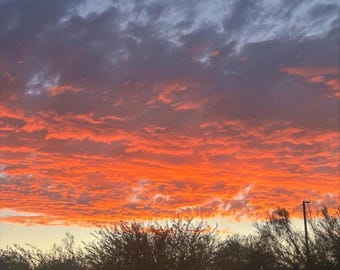 Framed Fiery Sunset Wall Art | Dramatic Cloudscape Photography Print | Colorful Nature Decor