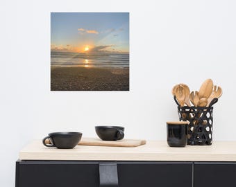 Unframed Ocean Sunset Art Print, Nature Landscape Photography, Neutral Home Wall Decor - Unframed Photo