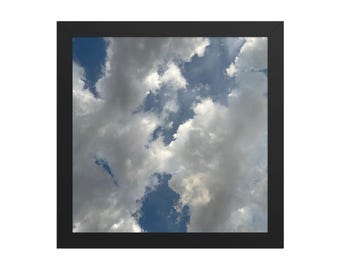 Framed Cloudscape Wall Art | Minimalist Sky Photography Print | Calm Neutral Nature Decor