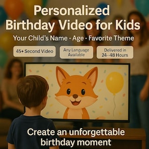 Kids Personalized Birthday Video • Custom Name & Theme • All Languages Available •  up 1 minute