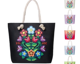 Southwest Floral Beach Tote, wasserdichte aztekische Sporttasche Tote