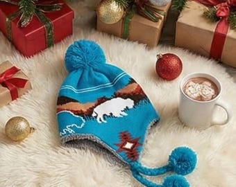 Southwest Buffalo Strickmütze, Fleece gefütterte Thermo-Schneemütze