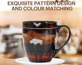 Azteken Keramik Kaffeetassen-Set, Südwesten Boho Küche Dekor