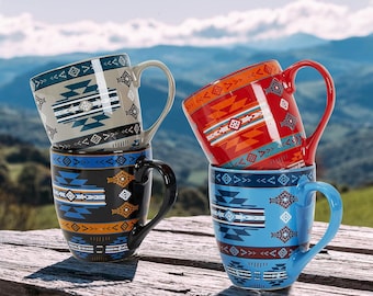Aztec Südwesten Keramik Kaffeetasse 4er-Set, 20 oz