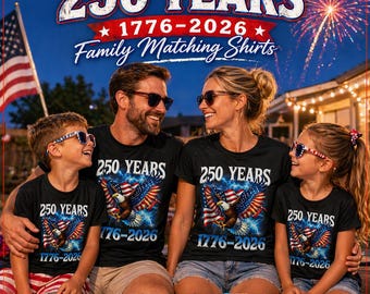 250th Anniversary USA Shirt, 4th of July Family Matching Tee, Patriotic Fireworks Outfit, Independence Day Gift for Men Women Kids