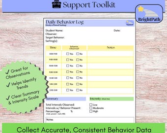Tägliches Verhaltens-Tagebuch | SPED Tracking Sheet (Canva Editable, PDF)