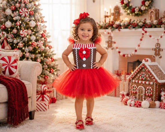christmas cookie dress Tutu for Girls, Red Holiday Costume, Inspired Party Outfit, Kids Cosplay Tony and Ziva forever! christmas cookies outfit dress to impress wedding morning shirt Tagless for Trouble Length:55cm/21.7