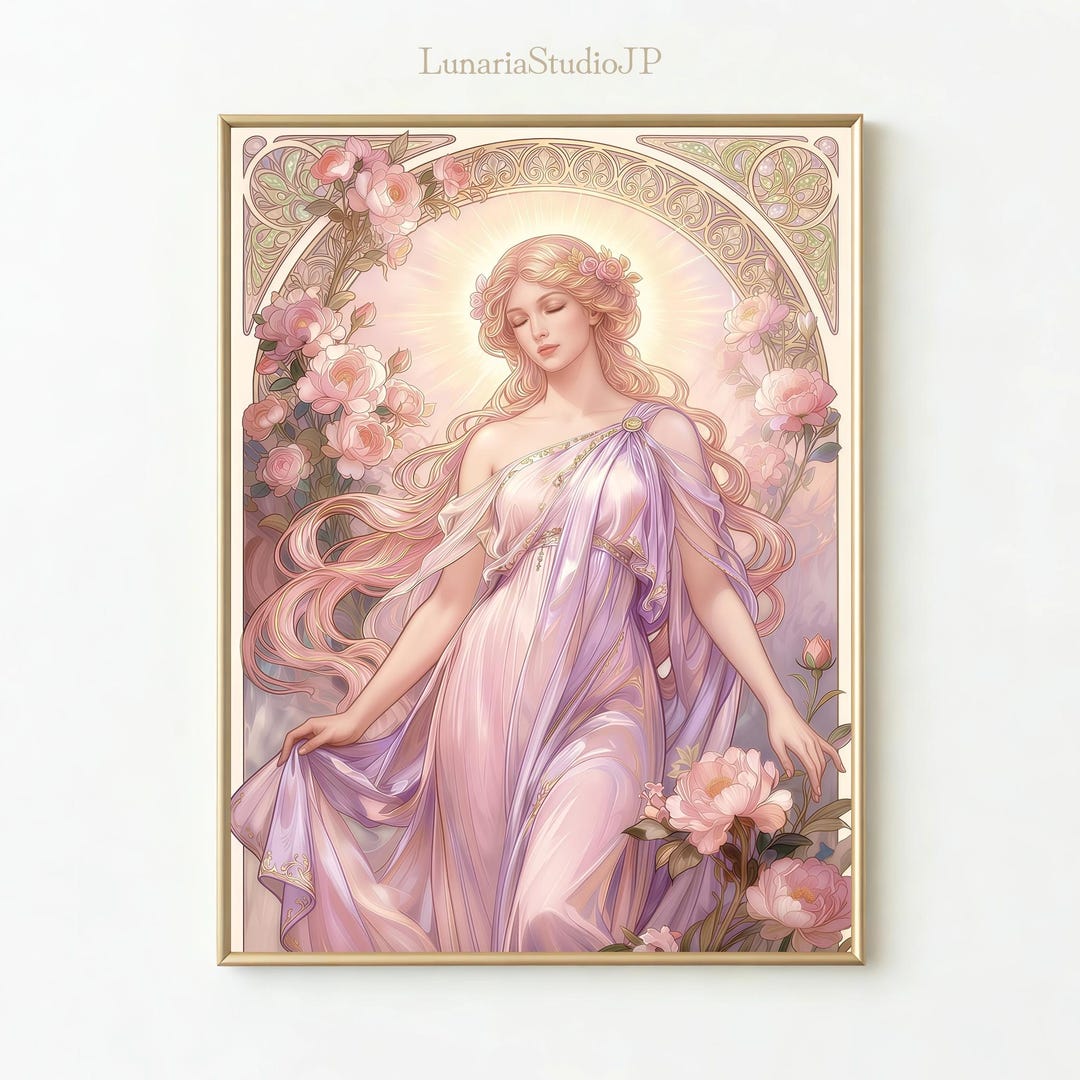 Blessing Goddess Wall Art – Elegant Art Nouveau Portrait | Divine ...