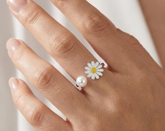 Spinnen Blume Daisy Ring Silber einstellbar Fidget Ring Angst Stress Relief Schmuck Geschenk für sie.