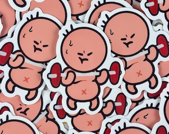 Orange Weightlifting Buddy Vinyl Sticker | 2" Sticker | Cute Tubby Buddy