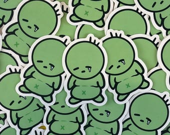 Sad Green Buddy Vinyl Sticker | 2" Sticker | Cute Tubby Buddy