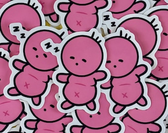 Pink Sleepy Buddy Vinyl Sticker | 2" Sticker | Cute Tubby Buddy