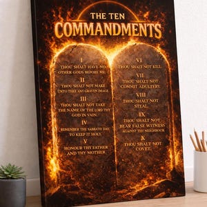 Ten Commandments KJV Matte Canvas Wall Art