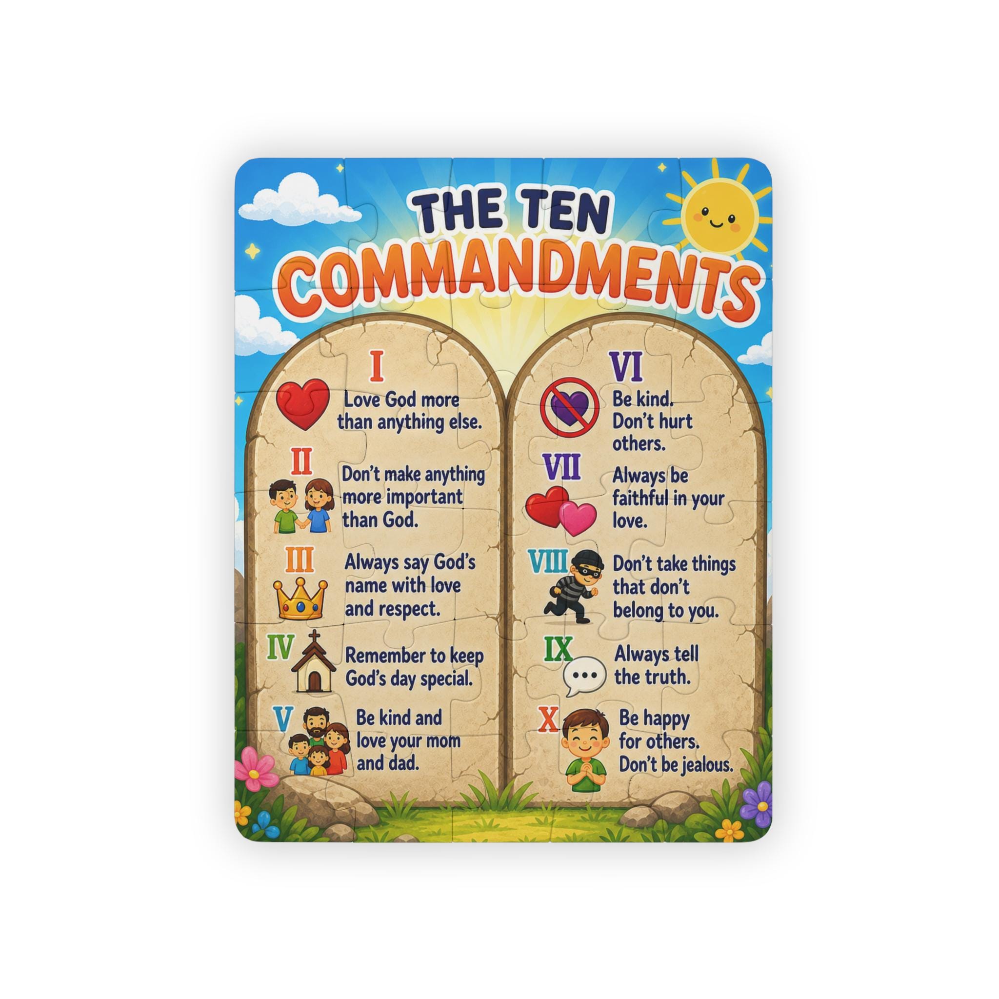 Ten Commandments Kids Puzzle | Bible Learning Toy, Sunday School ...