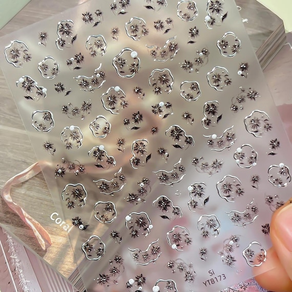 Spring Dandelion Floral Flowers Nail decal sticker/ Nail art/ 3D Adhesive/ DIY use