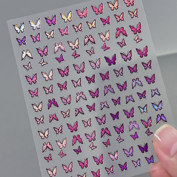 Flash Butterfly Nail decal sticker/ Nail art/ 3D Adhesive/ DIY use