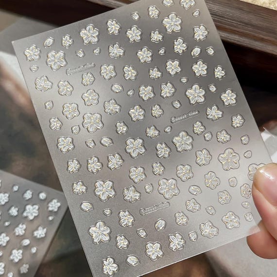 Relief Spring Flowers Nail decal sticker/ Nail art/ 3D Adhesive/ DIY use